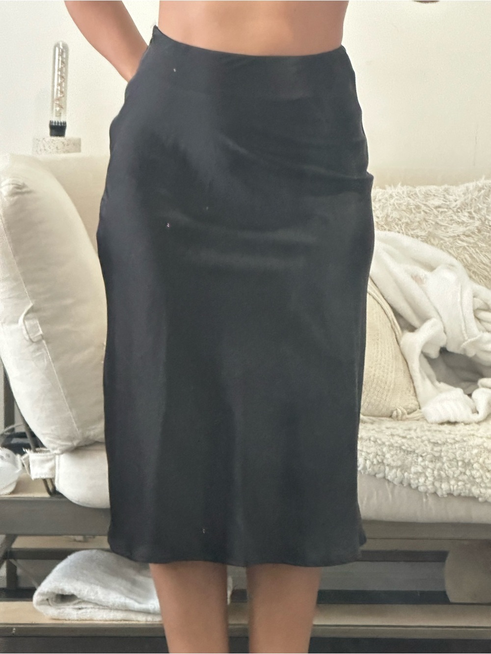 SHEIN Black Midi Slip Skirt